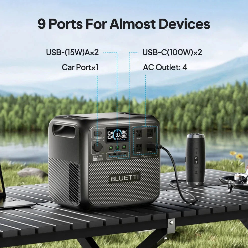 BLUETTI Elite 200 V2 Portable Power Station 2600W 2073.6Wh High Capacity Solar Generator for Outdoor Camping