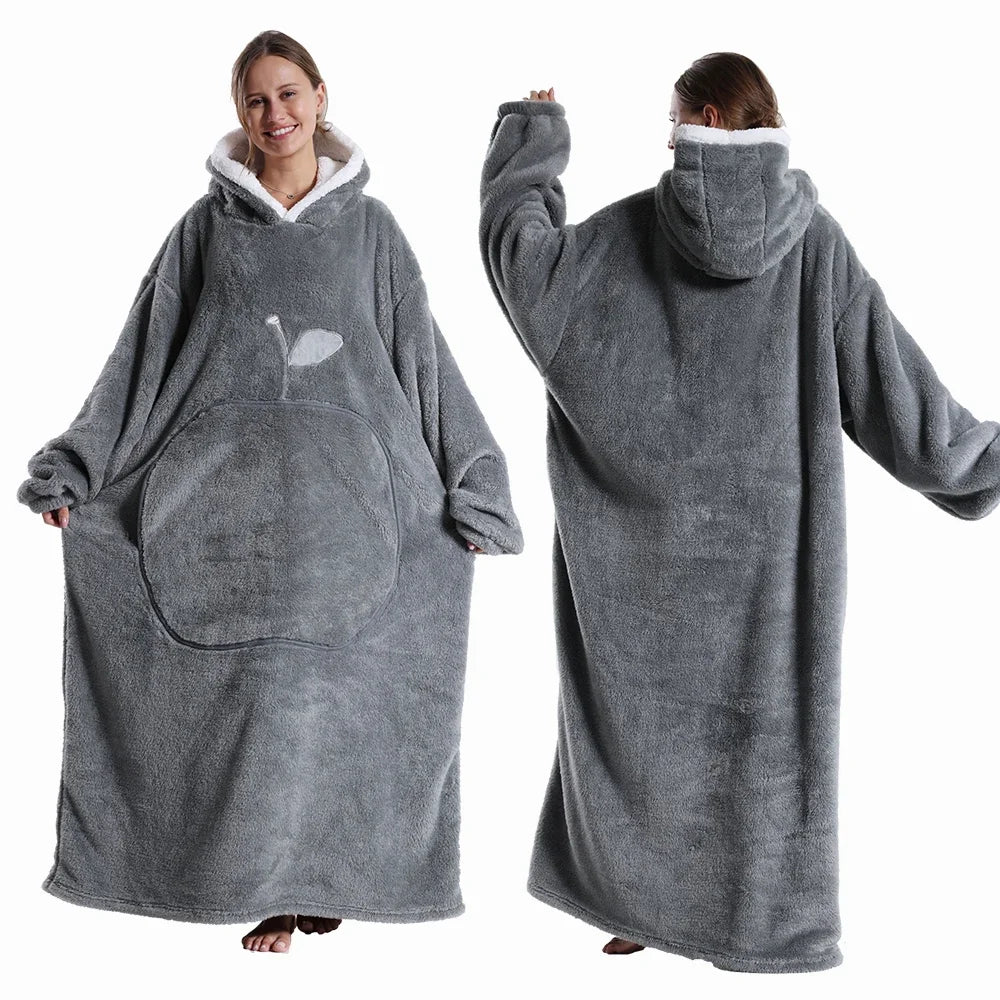 Zhejiang Wearable Hooded Blanket With Sleeves Polar Fleece For Adults