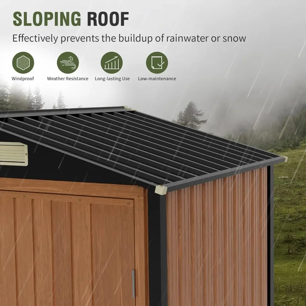 Feature Lockable Metal Garden Shed With Window For Outdoor Storage