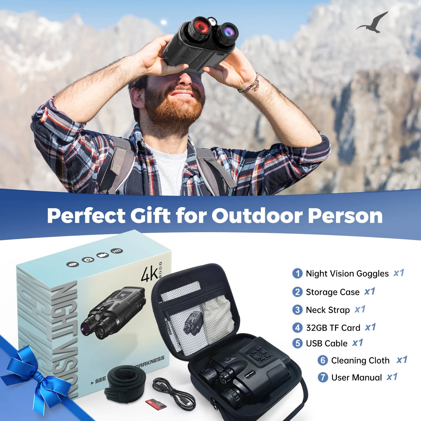 4K Night Vision Binoculars With 8X Digital Zoom Goggles