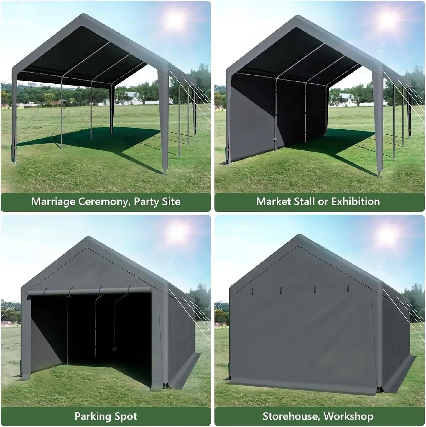 XMSJ Heavy Duty Carport Canopy Storage Shed Portable Garage