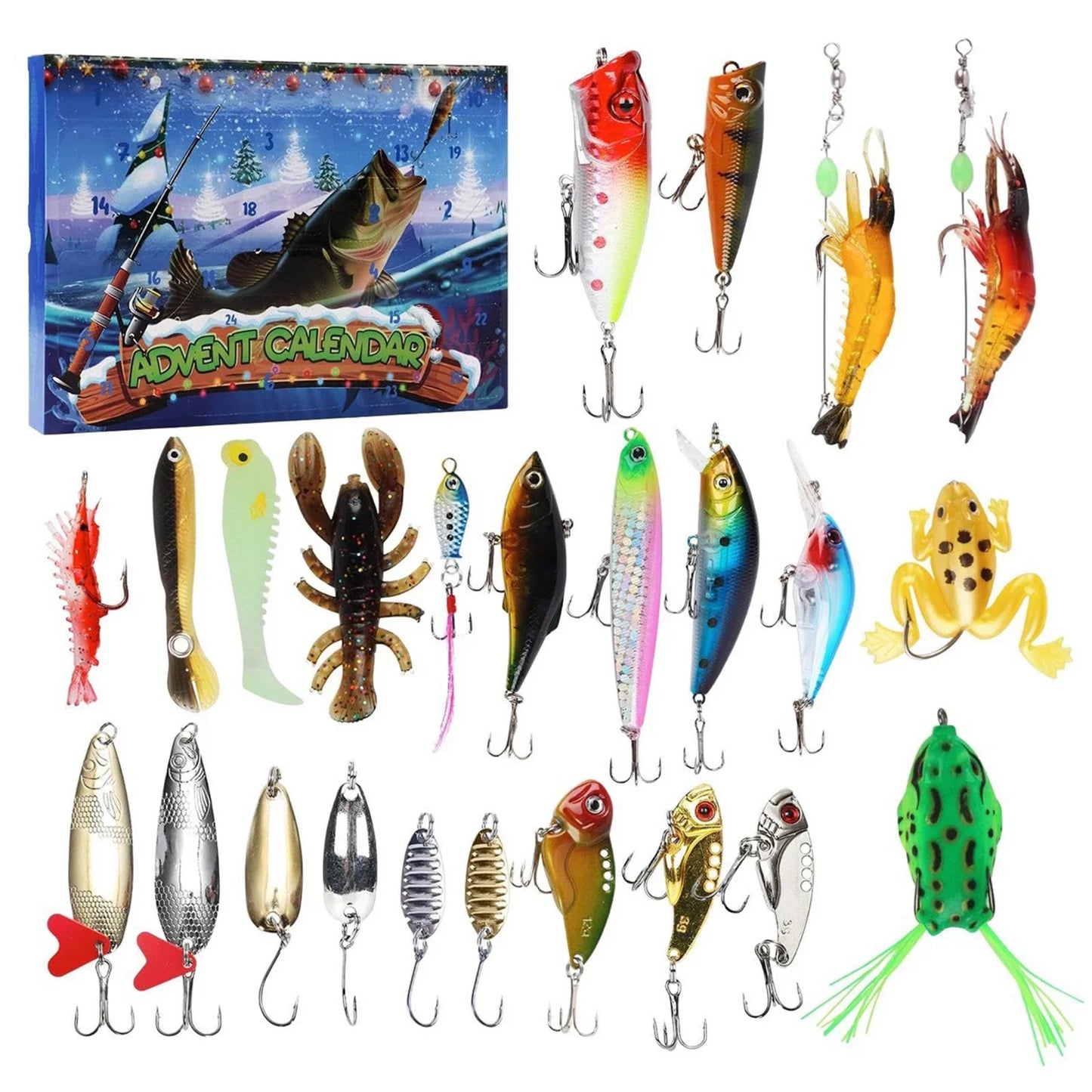 Alloet Advent Calendar Fishing Tackle 24 Day Lures Kit