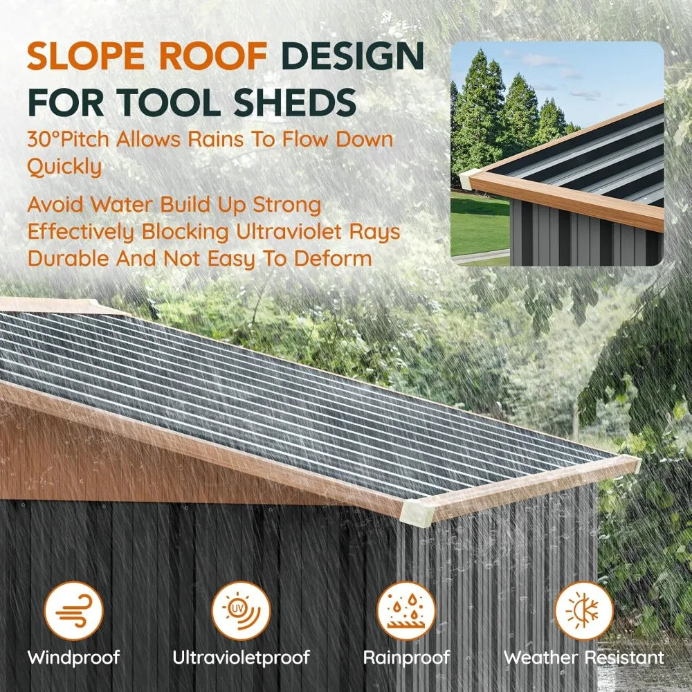 Metal Outdoor Storage Shed With Lockable Doors Window Vent