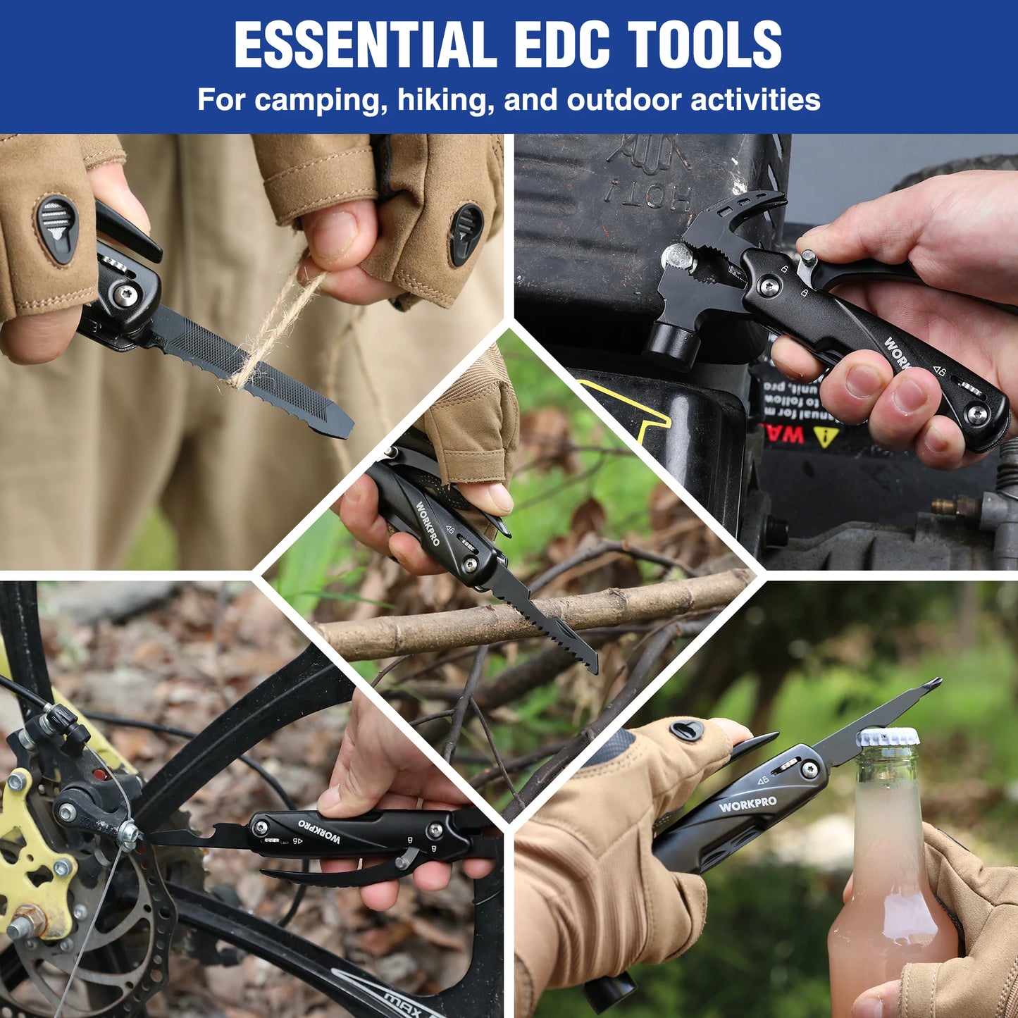 WORKPRO 12 In 1 Hammer Multitool Claw Hammer Outdoors