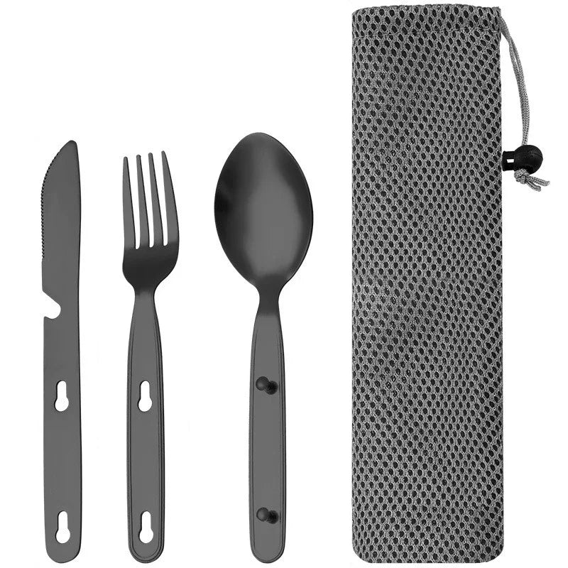 Stainless Steel Folding Camping Cutlery Set for Travel