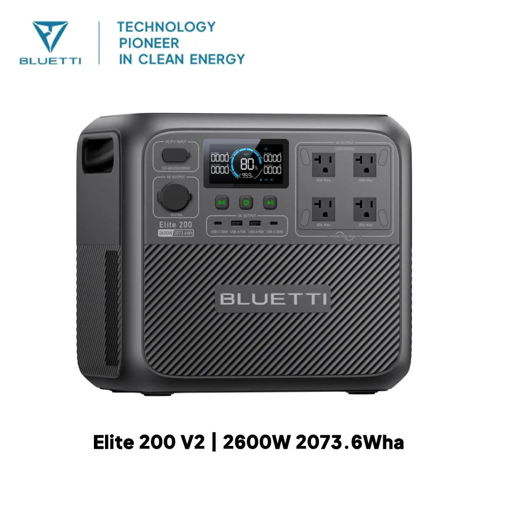 BLUETTI Elite 200 V2 Portable Power Station 2600W 2073.6Wh High Capacity Solar Generator for Outdoor Camping