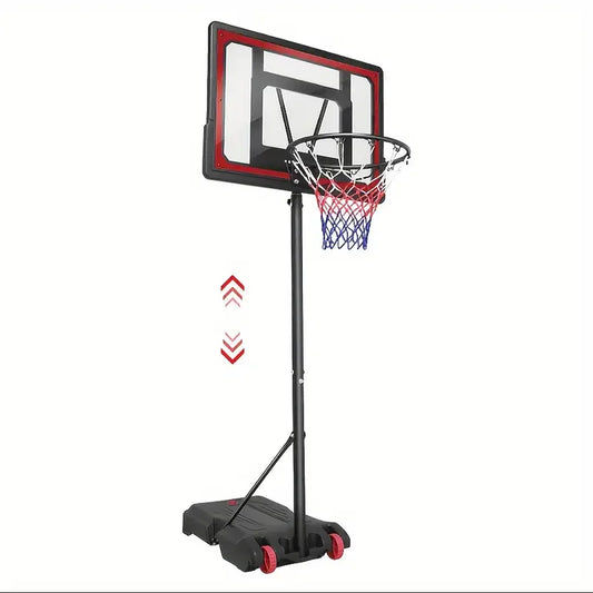 Adjustable Height Basketball Stand With Backboard And Wheeled Base