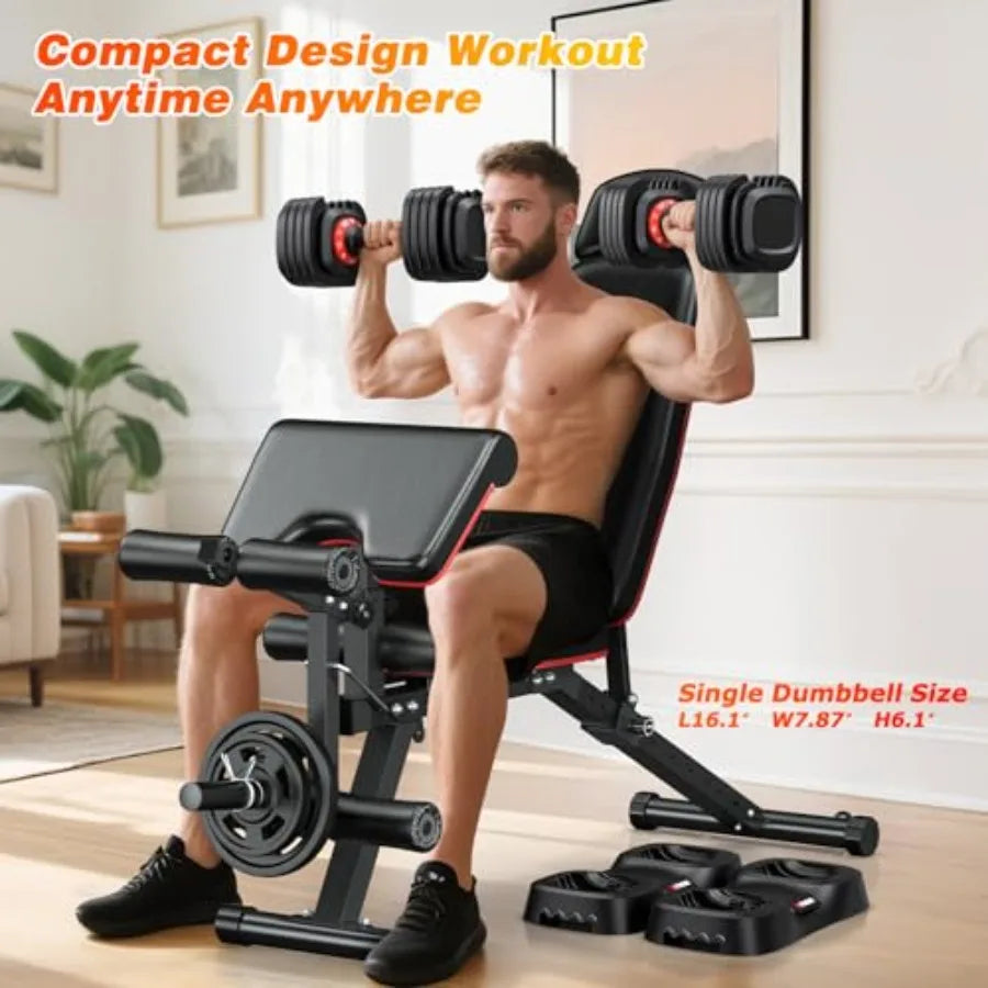Adjustable Dumbbell Set 25 55 80 Pounds Quick Adjust