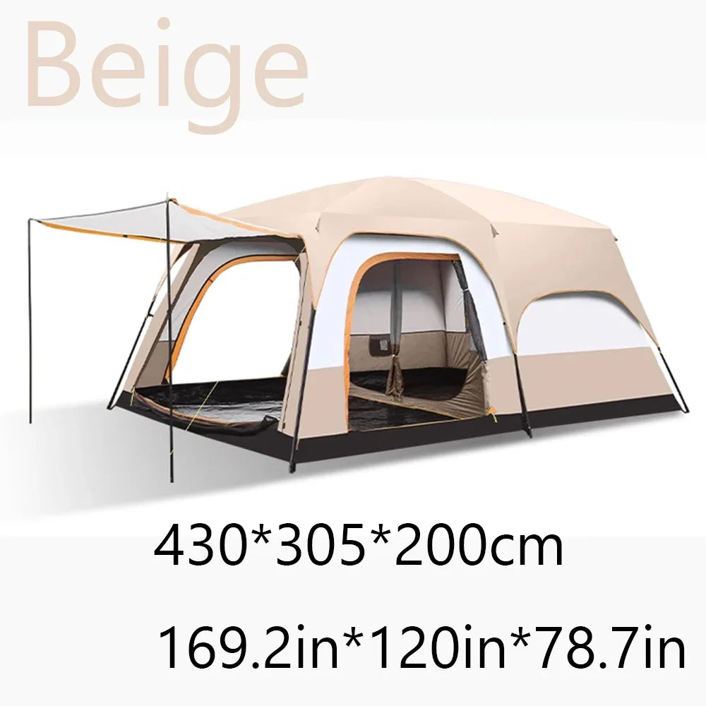 Large Family Tent 8-12 Person 2 Room Windproof with Sun Protection Mosquito Net, Instant Setup Outdoor Camping Tent for 4 Season
