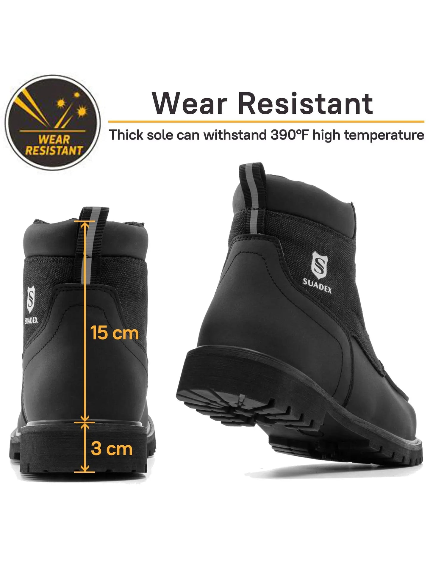 SUADEX Steel Toe Work Boots Waterproof Safety Shoes
