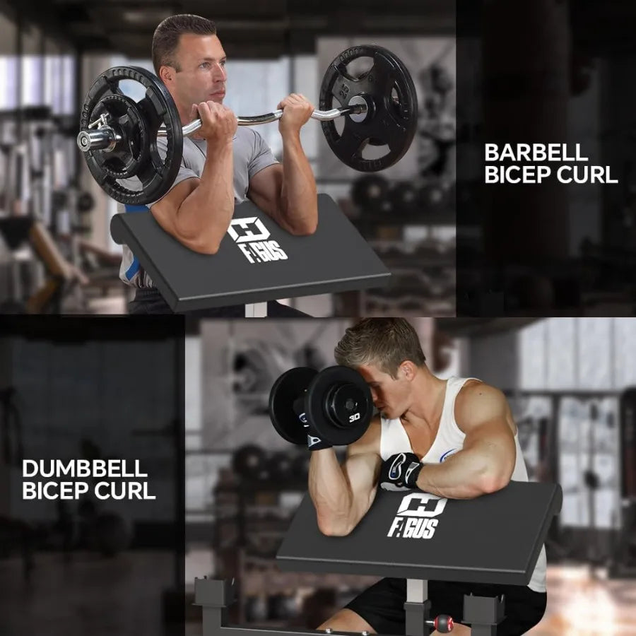 XMSJ Adjustable Preacher Curl Bench For Home Gym Strength Training