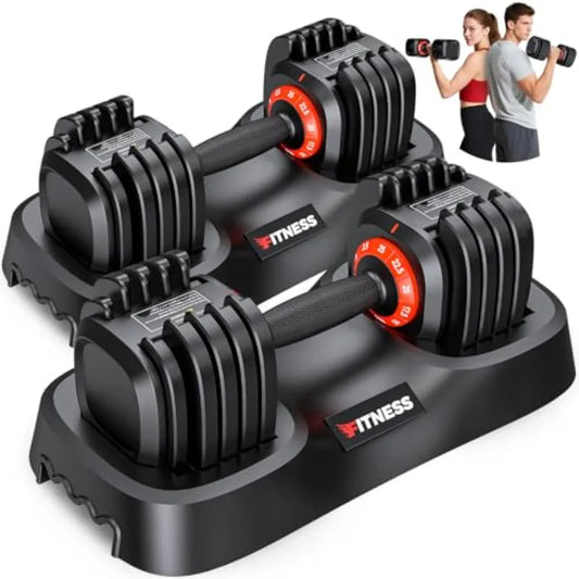 Adjustable Dumbbell Set 25 55 80 Pounds Quick Adjust