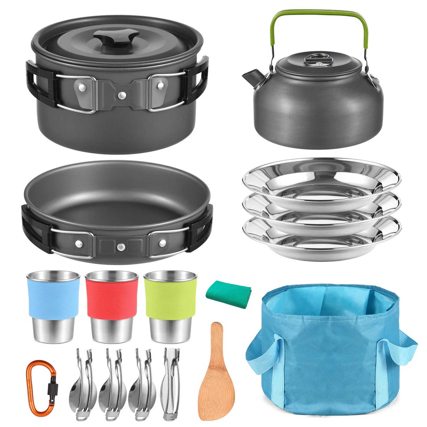 Can Hold Camping Mess Kit Pot Set Outdoors Aluminum Cookware