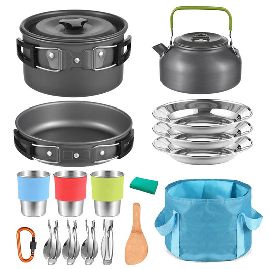 Can Hold Camping Mess Kit Pot Set Outdoors Aluminum Cookware