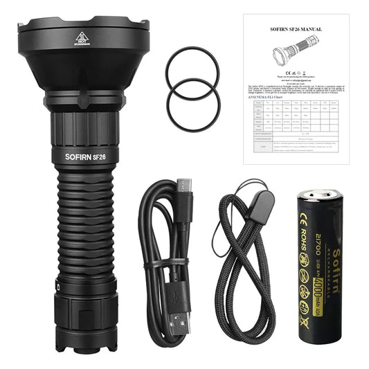 Sofirn SF26 2000lm SFT40 LED Tactical Flashlight TypeC Rechargeable Portable