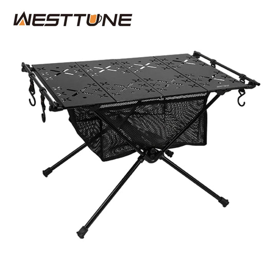 WEST TUNE Portable Folding Camping Table Aluminum With Mesh Bag