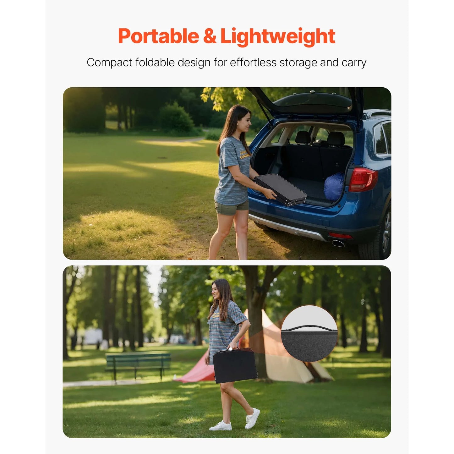 SucceBuy Folding Camping Table Adjustable Height Portable Side Tables Aluminum MDF Beach Table with Mesh Layer for Picnic BBQ