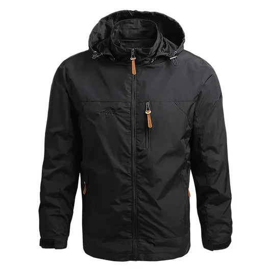 Men Autumn Waterproof Hooded Windbreaker Jacket For Outdoor Activities