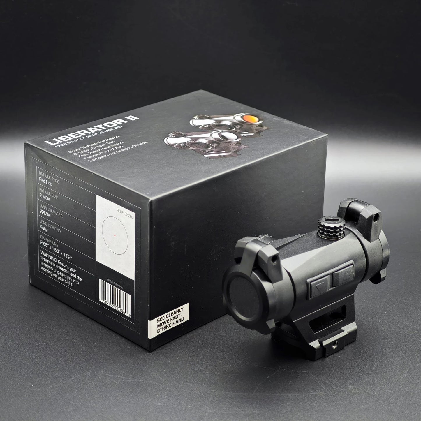 Original Optics LIBERATOR II 1X22 2 MOA Compact Shake ‘N Wake Red Dot Sight Scope For Rifle Shotgun Real Weapons