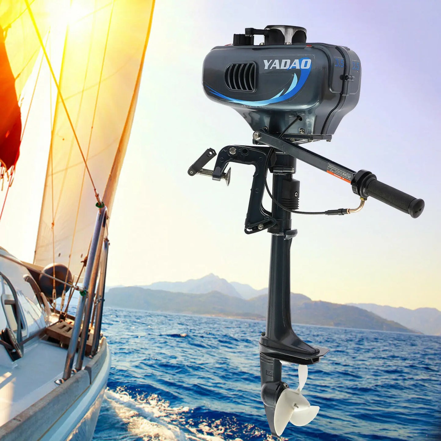 2 Stroke Inflatable Boat Outboard Motor 3.5HP CDI Manual Start