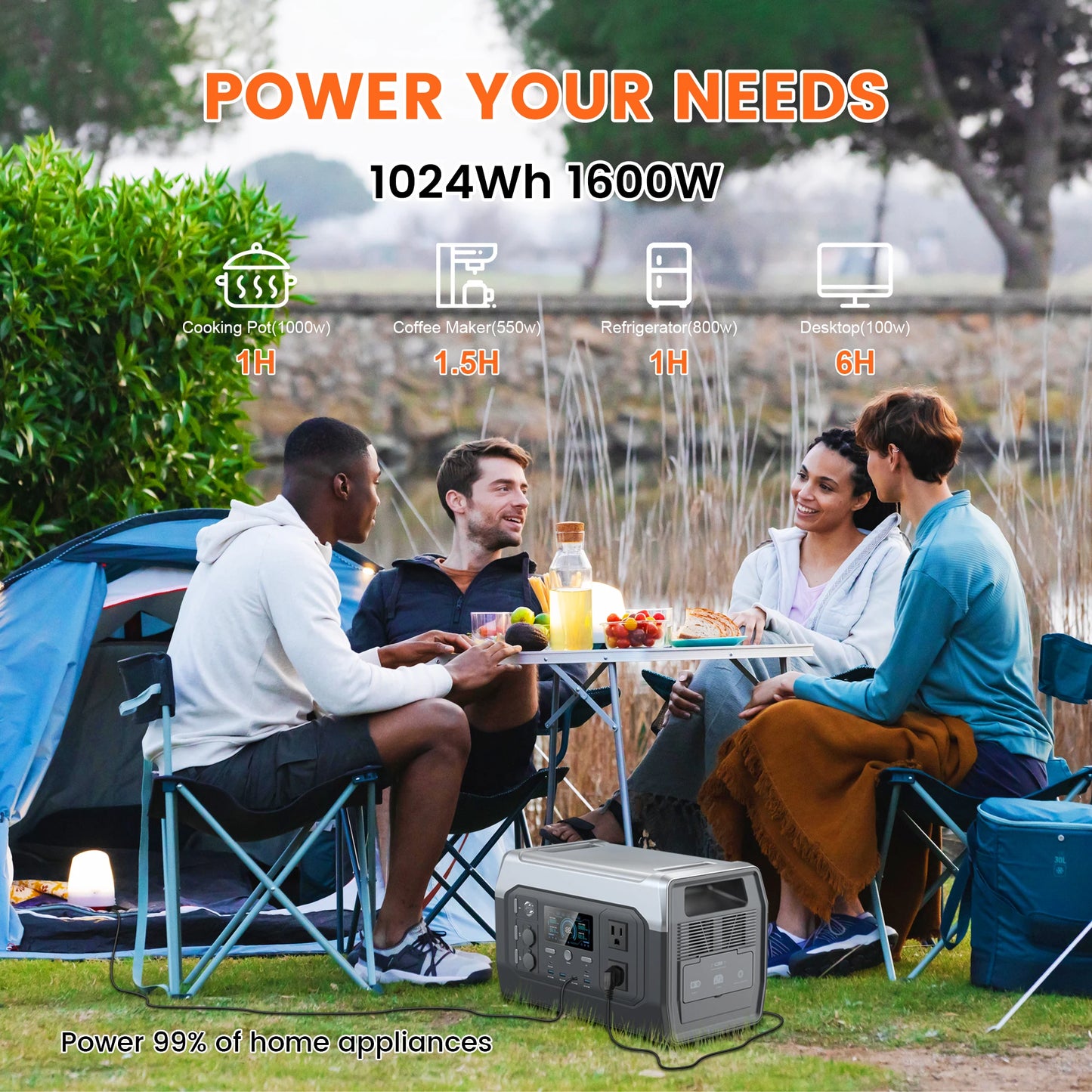 CTOLITY 1024Wh Lifepo4 Portable Power Station 110V 220V AC
