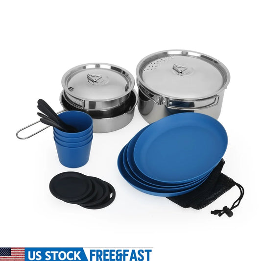 XMSJ 22-Piece Camping Cookware Set Non-Stick Pots With Mesh Bag