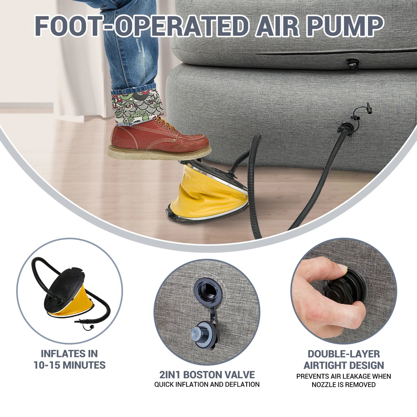 KingCamp Portable Double Air Couch Inflatable Lounger for Outdoors