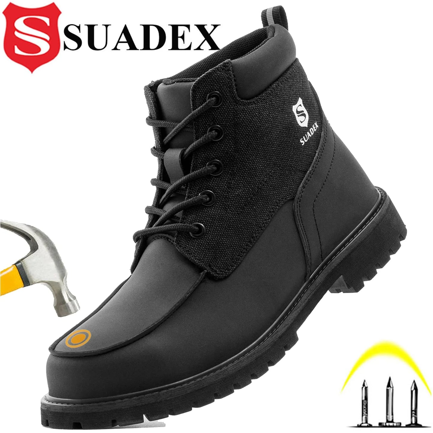 SUADEX Steel Toe Work Boots Waterproof Safety Shoes