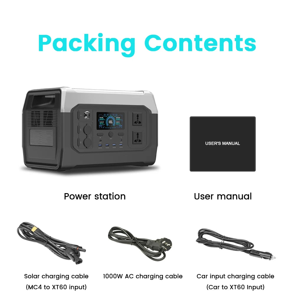 CTOLITY 1024Wh Lifepo4 Portable Power Station 110V 220V AC