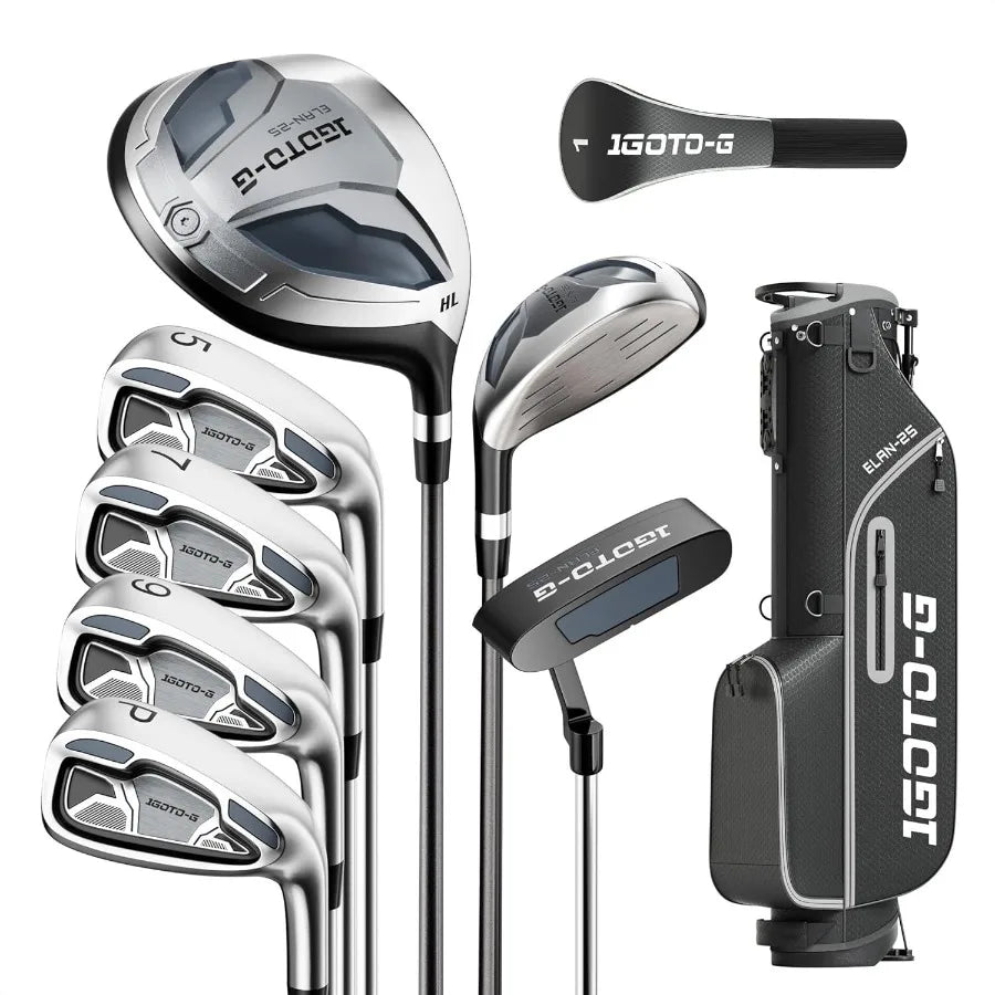 9 Pieces Golf Clubs Set for Men - Complete Mens Golf Clubs Full Set Right/Left Handed Includes Stand Bag with Rain Hood 1 Drive