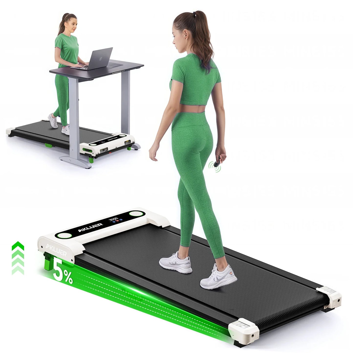 AKLUER 4-In-1 Under Desk Treadmill With Incline LED Display