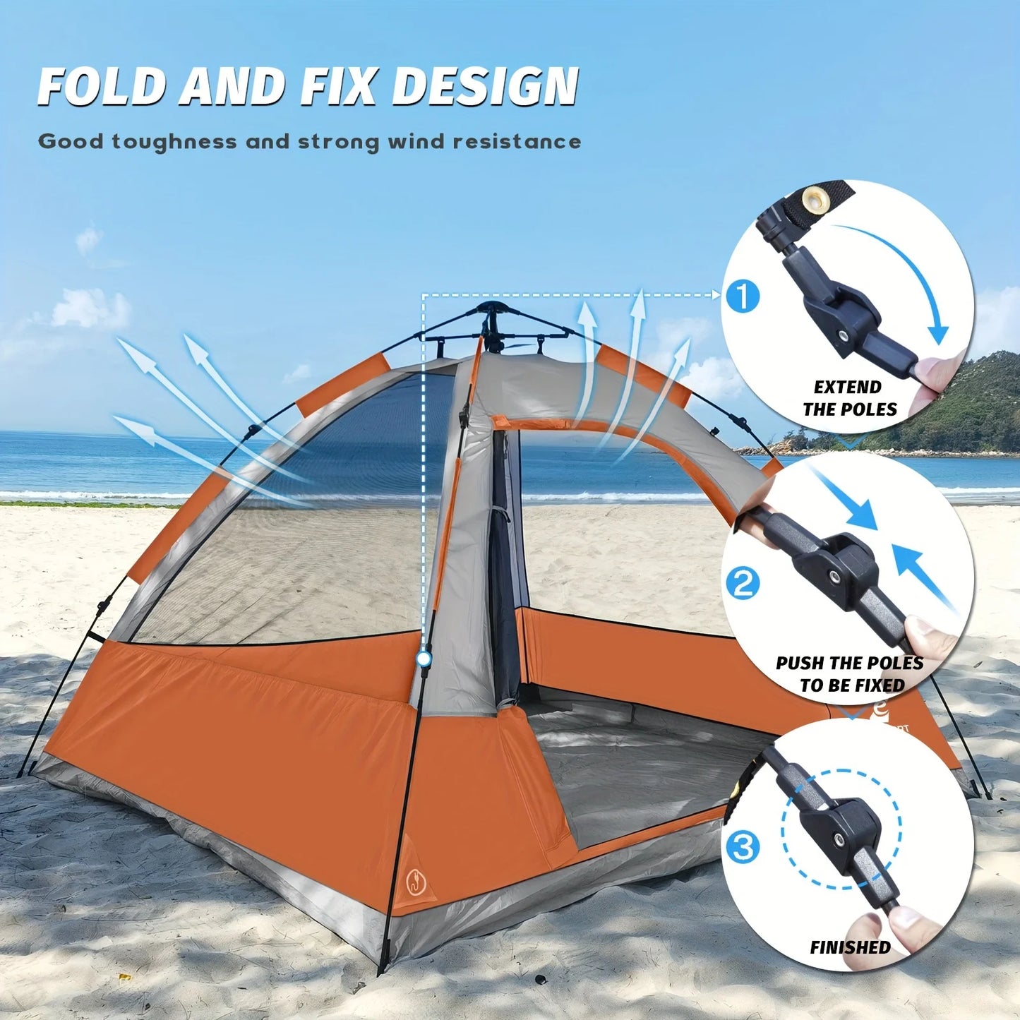 Unp Pop Up Camping Tent Instant Setup Removable Rain Fly