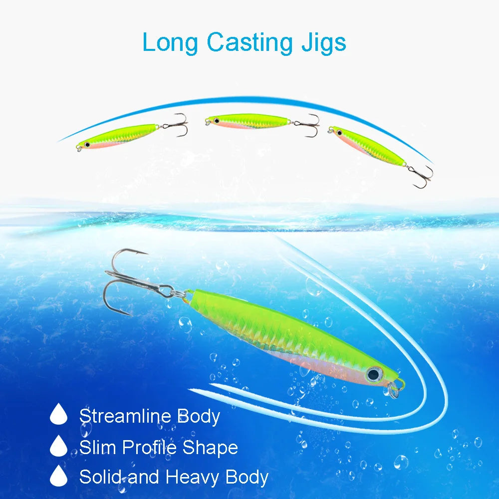Ackibbik 6pc Metal Cast Jig Spoon Saltwater Lure Tuna Kingfish