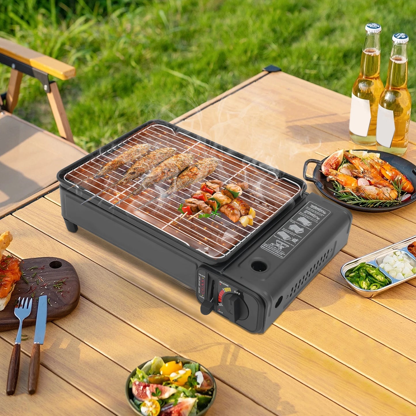Portable Gas Barbecue Stove For Camping With Carrying Case