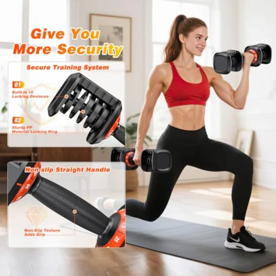 Adjustable Dumbbell Set 25 55 80 Pounds Quick Adjust