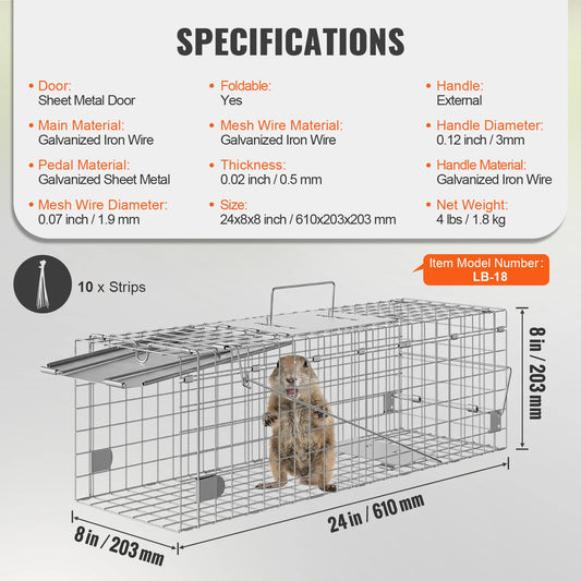 SucceBuy Live Animal Cage Trap for Cats and Small Animals
