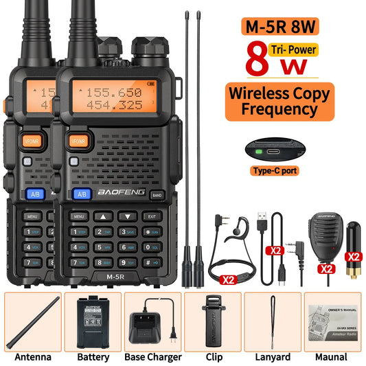 Baofeng M-5R 8W Multi Band Walkie Talkie AM Long Range