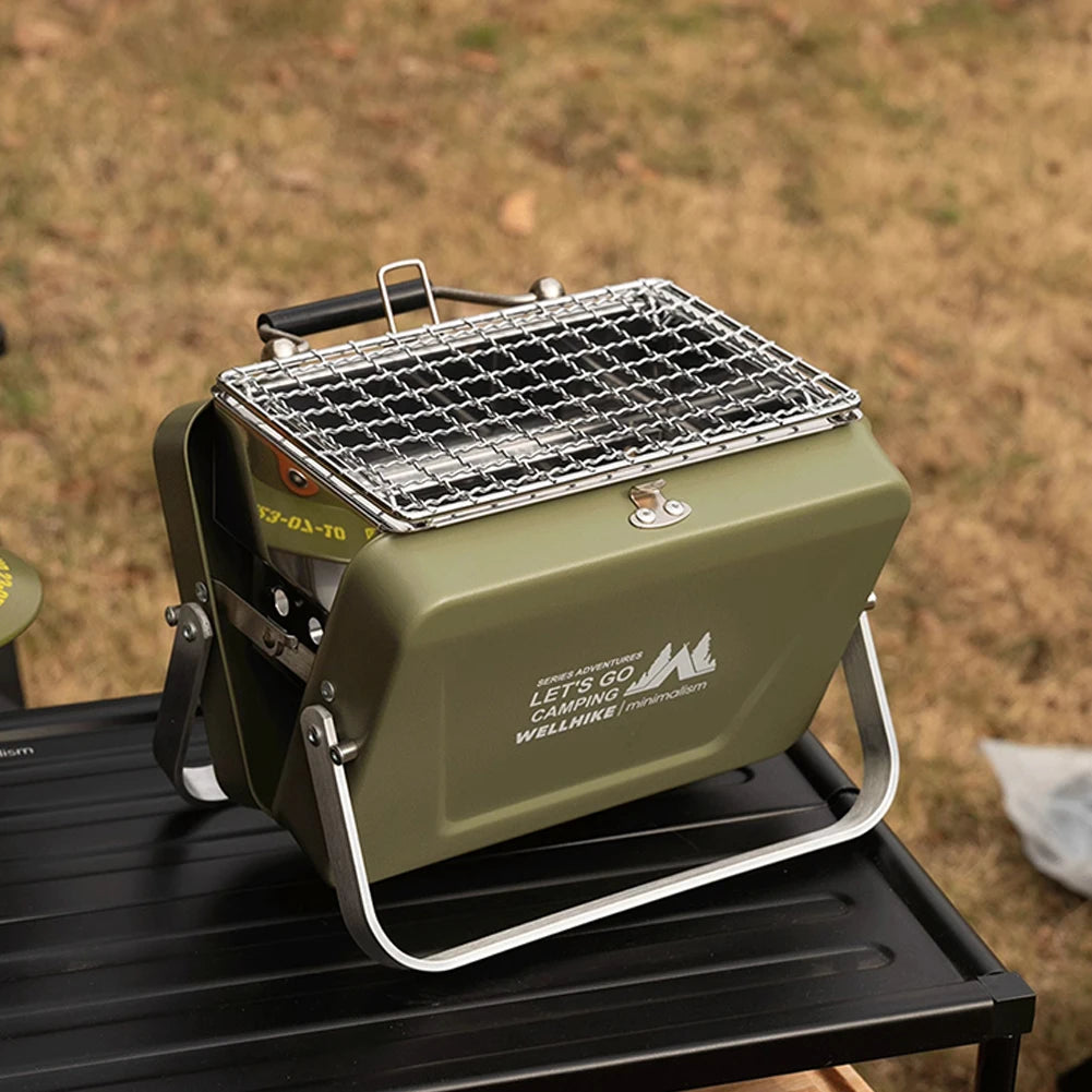 Portable Camping Stove With Handle Stainless Steel Outdoor Grill