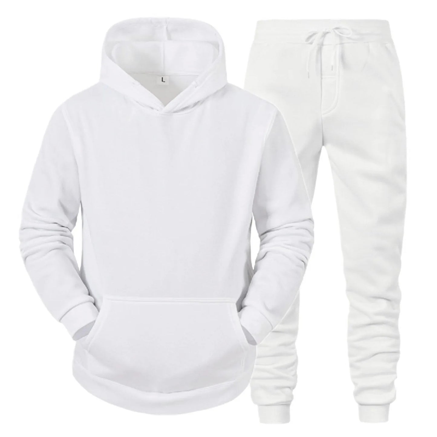Men's Hooded Tracksuit Set Casual Knit Polyester With Pockets