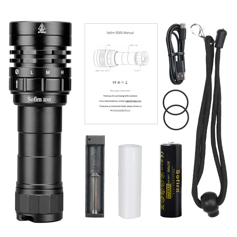 Sofirn SD05 Dive Flashlight XHP50 3000 Lumen Underwater Torch