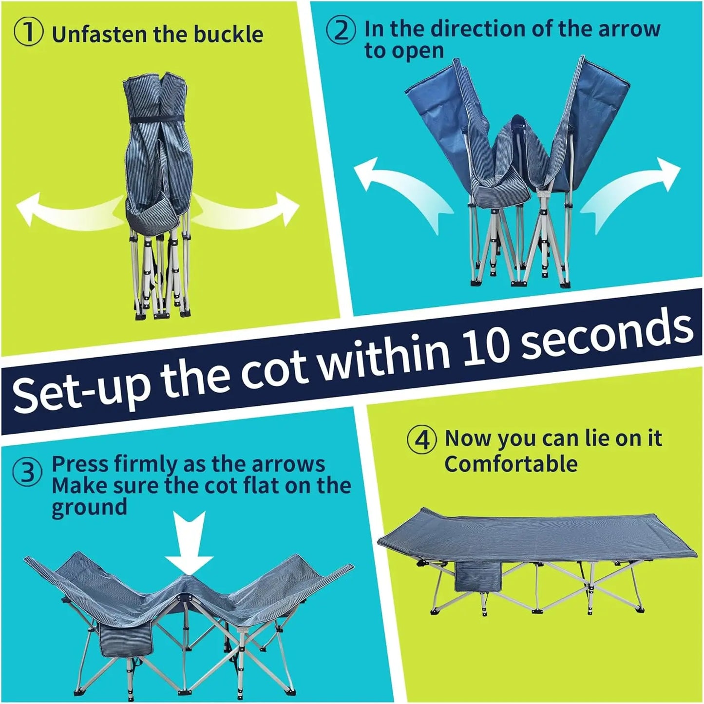 XMSJ Camping Cot With Mattress Folding Cot Heavy Duty