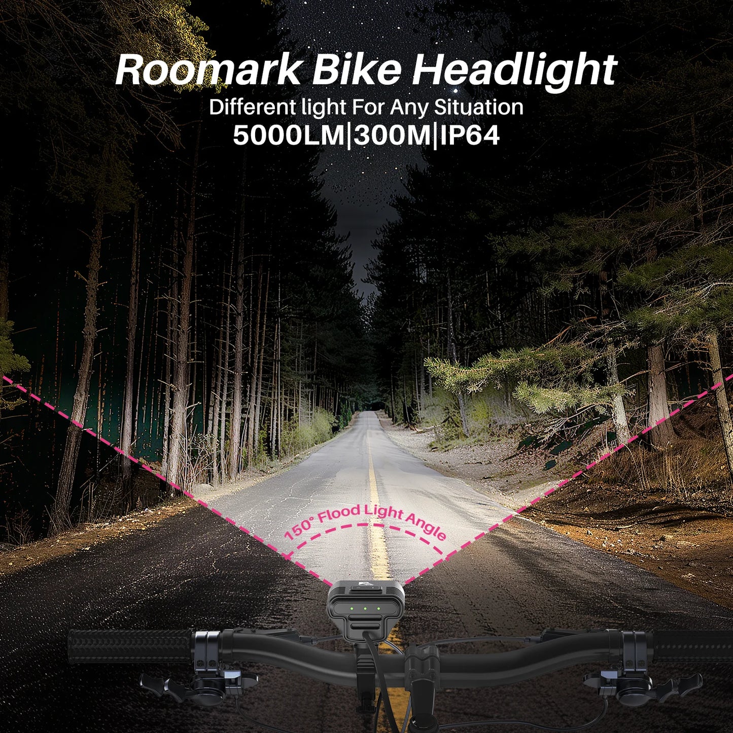 Roomark Bike Headlight 20000mAh With 360 Degree Visibility USB Rechargeable