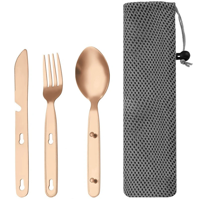 Stainless Steel Folding Camping Cutlery Set for Travel