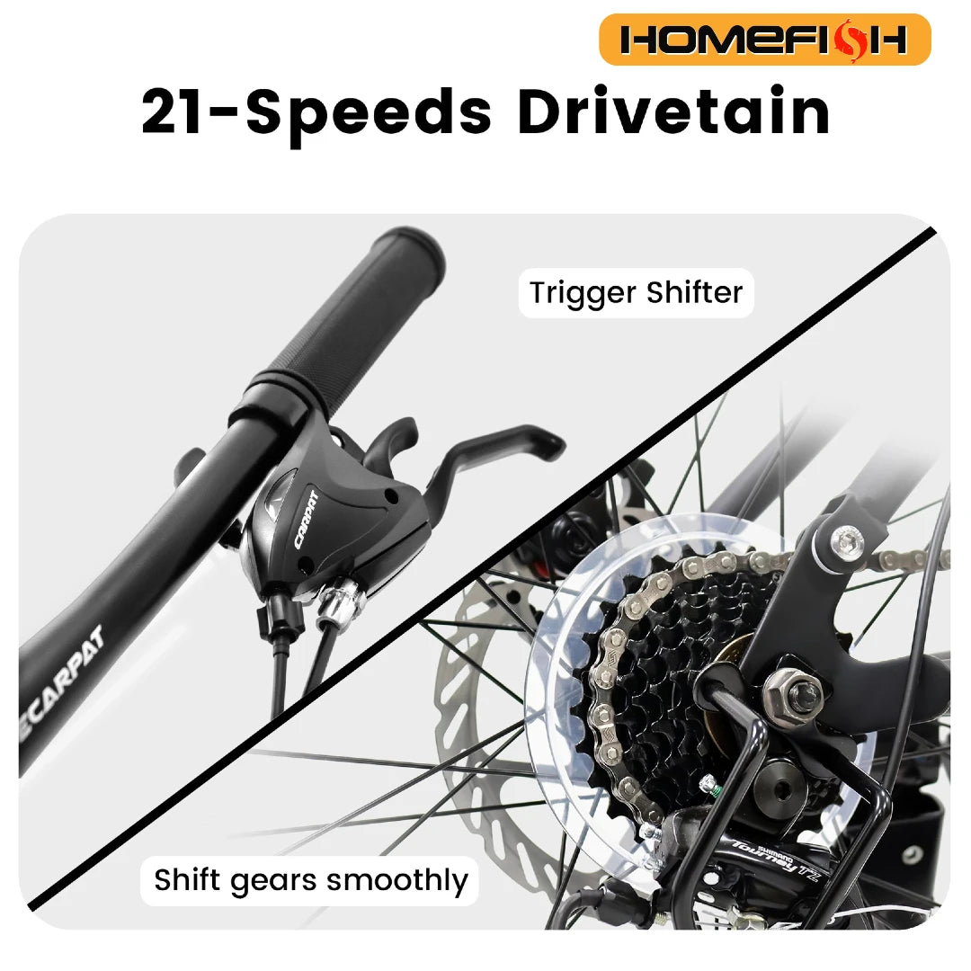 Ecarpat Dual Full Suspension Mountain Bike 21Speed Disc