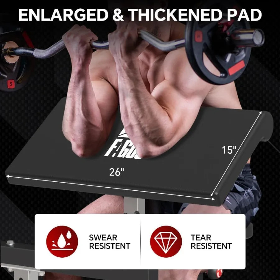 XMSJ Adjustable Preacher Curl Bench For Home Gym Strength Training