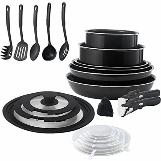 23 Piece Nonstick Cookware Set With Stackable Pans And Removable Handles