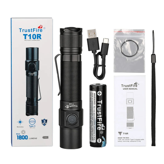 TrustFire T10R Tactical LED Flashlight 1800 Lumen USB Rechargeable