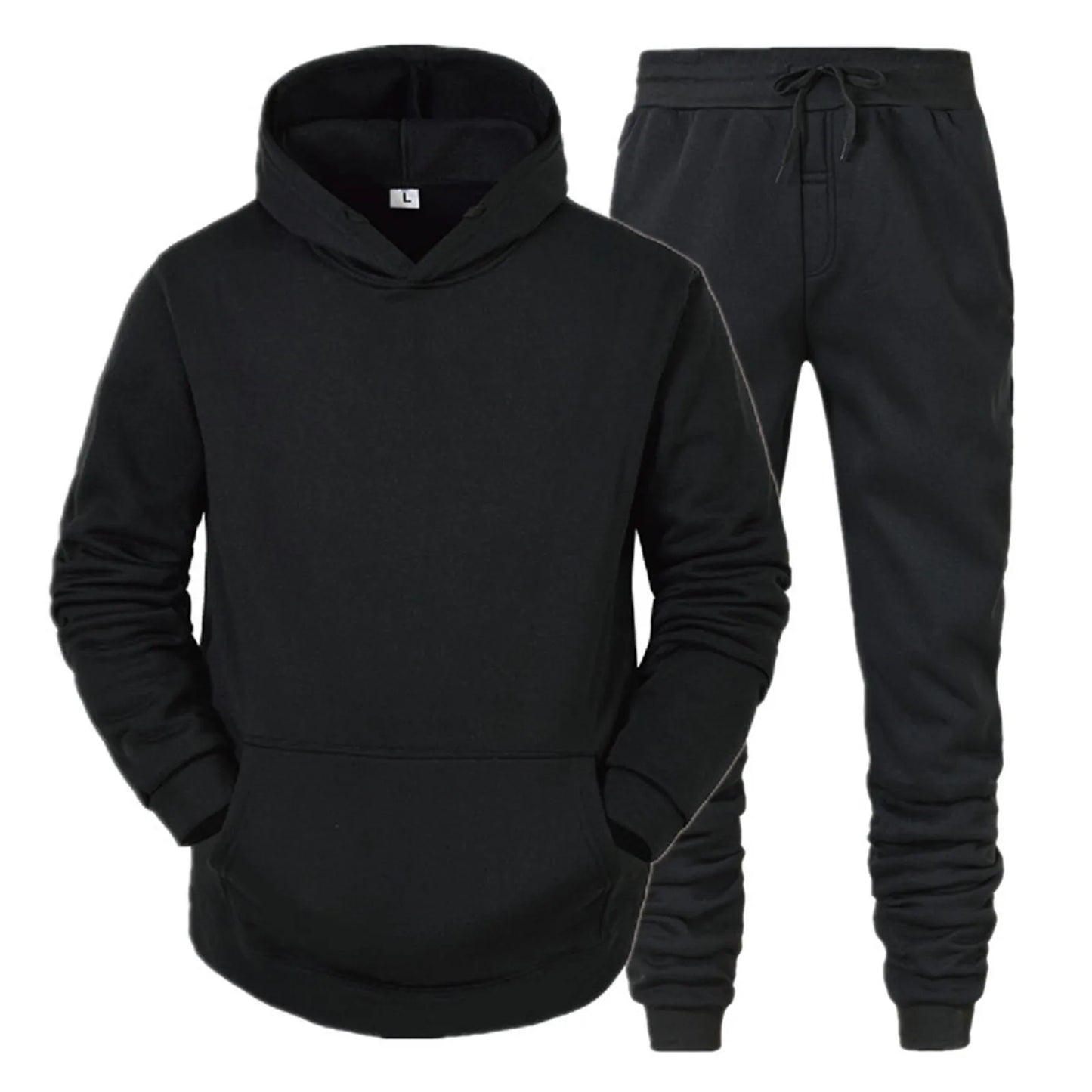 Men's Hooded Tracksuit Set Casual Knit Polyester With Pockets