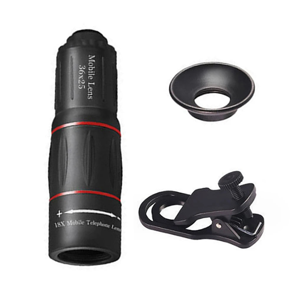 18/28/36X Mobile Phone Camera Lens Universal Zoom Monocular Telescope Phone Camera Telephoto Lens for Camping Hunting Sports