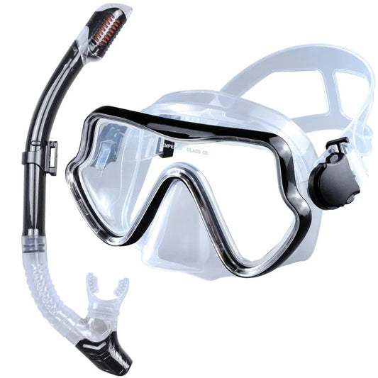 JoyMaySunHign-concerned Snorkel Mask Set for Adults Tempered Glass Panoramic